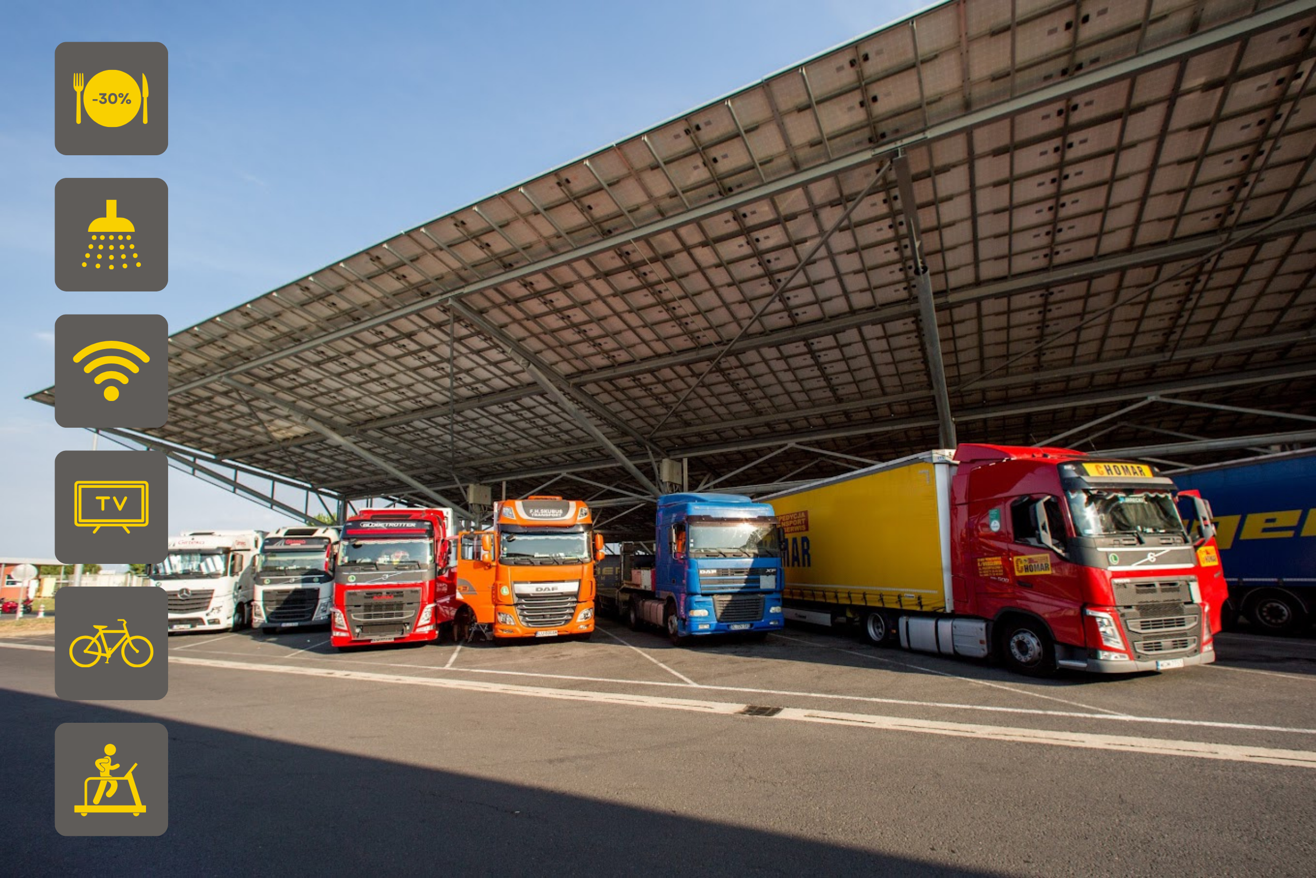 Centre routier poids lourds sécurisé et gardienné Truck Etape Béziers Vendres